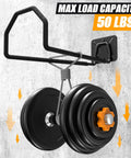 Badass Heavy Duty Garage Storage Hooks display with weights, featuring 50 lbs max load capacity and wall-mounted tool organizer design.