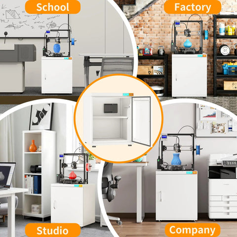 Beat The Humidity Beast 3D Printer Stand Filament Storage Cabinet With Active Dehumidification For Up To Forty Rolls Of PLA ABS TPU Nylon in various settings.