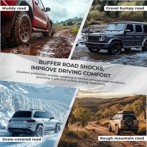 Muddy and gravel roads showcased, highlighting varied terrains for Heavy Duty Plug And Play Front Suspension Control Arm Kit With Ball Joints Stabilizer Sway Bar Links Tie Rod Assembly For Mercedes C300 C350 W204 Quick Rig Refresh.