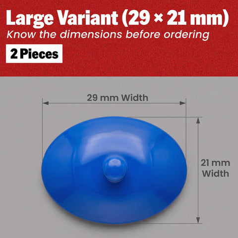 Tough As Nails Stainless Steel Corneal Eye Shields Large 29Mm X 21Mm With Slick Protective Coating Set Of Two top view showing dimensions.