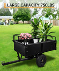 Heavy Duty ATV UTV Dump Trailer Built Tough With 750 Pound Capacity Steel Utility Cart Manual And Foot Pedal Dumping Multi Purpose Yard Hauler For Lawn Tractors Garden Waste Firewood Farm Use showing large capacity holding plants