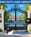 Heavy Duty Gate Hinges 2 Pack 304 Stainless Steel With Painted Coating Rock Solid Rust Resistant Outdoor Hardware Tough As Nails 5/8 Inch Pin Screws Included For Fence Gate Setup, showcasing a grand entry gate with thick steel design.