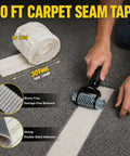Image of an Upgraded Carpet Patch Repair Kit With Strong Double Sided Seam Tape For Living Room Hard Surfaces, showing 30 ft tape and roller.