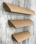 Unfinished Beech Wood Furniture Pulls Set Of 10 Paintable Wooden Cupboard And Drawer Handles Two Hole Design Long 3.54 Inch