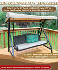 Premium Swing Canopy Replacement For GT Porch Swing And Purple Leaf Brentley Awnings, 77 Inch x 46.5 Inch, installed on swing.