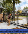 Installation of Heavy Duty Top Tier 6Ft V Track Rail Galvanized Steel Sliding Driveway Gate Hardware Rust Resistant Guide for Rolling Doors.
