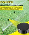 3 Pack Sprinkler Head Cap Set For Hunter Pro Spray Sprinklers With Fluoroelastomer Seals, Black Cap With O Rings displayed on grass