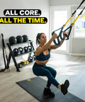 Woman using All-In-One Suspension Training System For Home Workouts And Full-Body HIIT, Indoor And Outdoor Anchors Included, Portable Gym Kit