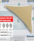 Keepin It Cool Under The Sun Sand Beige 10x10x14 Ft Triangle Shade Sail Canopy for Outdoor Patio Carport UV Blocking HDPE Shelter