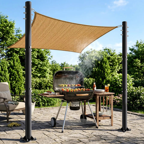 2 Pack 10-Foot Shade Sail Poles, 2.6 Inch Diameter Steel Heavy Duty, Wind Resistant Shade Pole Kit With Mounting Hardware for patio