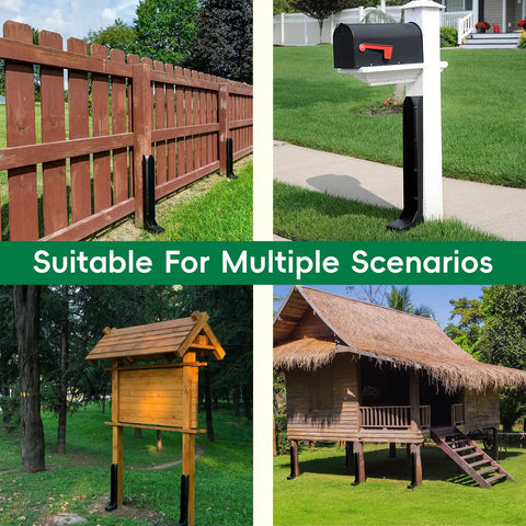 Battle Ready Four Pack Fence Post Repair Kit With One Piece Galvanized Steel Anchors And Rust Resistant Stakes for versatile outdoor use.