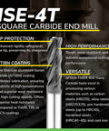 ISE-4T square carbide end mill with tip protection and AlTiBN coating for hardened steels