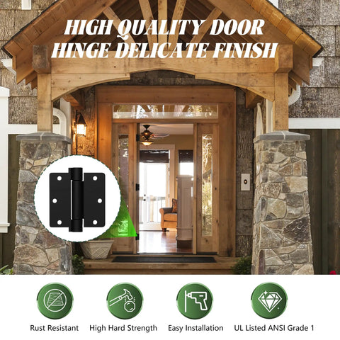 2 Pack Matte Black Self Closing Door Hinges Spring Loaded Auto Close Kit For Interior Doors Adjustable Tension on entrance door