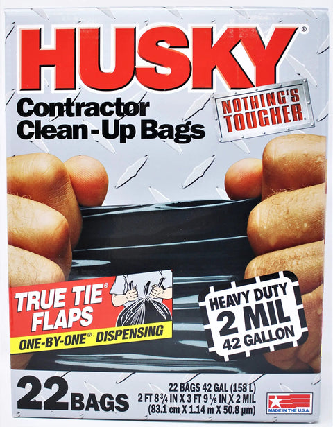 Heavy Duty Contractor Trash Bag 42 Gallon Poly Black For Home And Job Site Cleanup packaging with true tie flaps