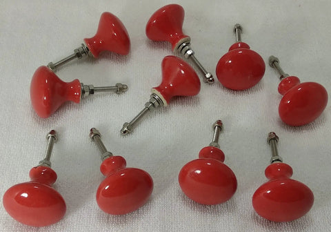 10 Pack Hand Painted Ceramic Cabinet Knobs Bold Drawer Pulls With Heavy Duty Mounting Hardware No Sweat Setup For Kitchen Cupboards Home Offices And Bathrooms - red ceramic knobs with screws