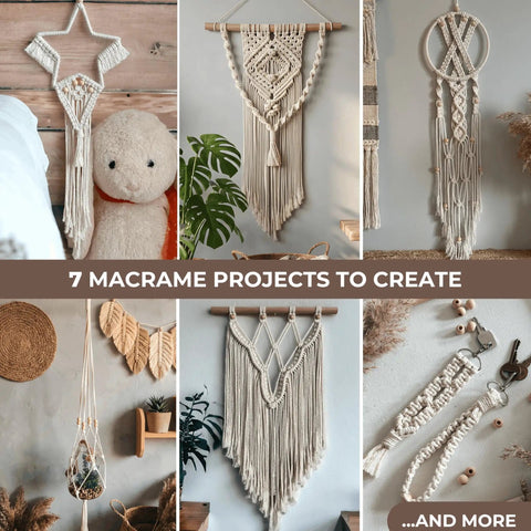 Dope Macrame Starter Kit For Adults Beginners With 112 Piece Supply Pack And 7 Projects, wall decor and dream catchers