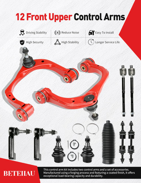 12PC Tough As Nails Suspension Kit For 2015 2017 Ford F 150 4WD Front Upper Control Arms with polyurethane bushings assembly