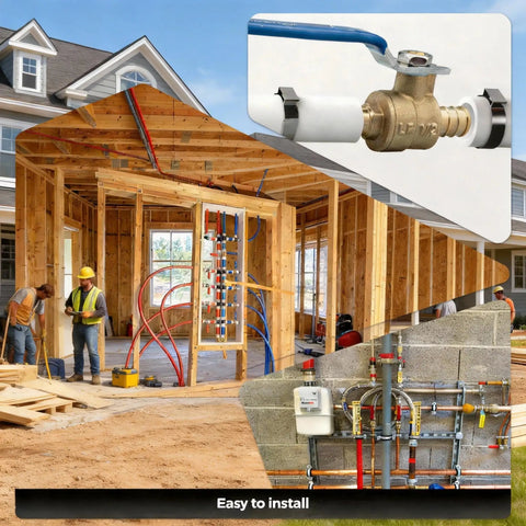 3/4 Inch PEX Ball Valve Four Pack Lead Free Brass Shut Off Valves For Hot And Cold Water Installation in Construction Site