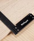 Pro Grade Precision Square Ruler For Marking And Measuring In Carpentry - 4 Inch Aluminum Frame Tool with wood background