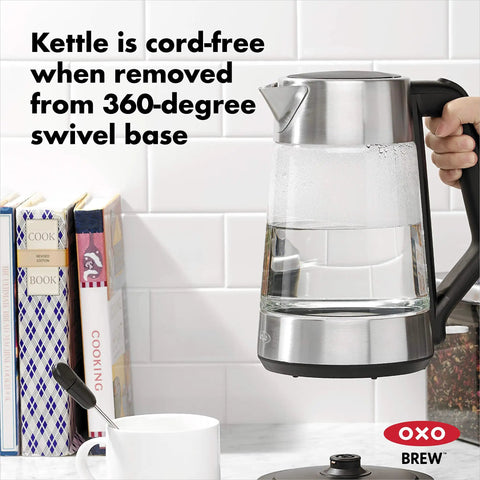 Cordless Glass Electric Kettle With 1.75 Liter Capacity Borosilicate Glass For Pure Taste LED Power Indicator Auto Shutoff When Boiling Slow Release Lid For Steam Durable Quick Boil Easy Pour No Mess