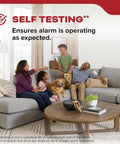 Family enjoying time together at home with dog, promoting self-testing feature of Two Pack Smoke Detector AA Battery Powered Model 20SDR.