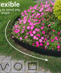 Three Inch Tall Landscape Edging Border Kit With Twenty Five Feet Coil And Thirty Five Pieces Of Eight Gauge Metal Staples For Lawn Flower Bed Tree Ring And Pathway Edging Durable Plastic Garden Border Fence For Landscaping around flower bed.