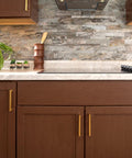 Solid Core Kitchen Cabinet Pulls In Brushed Golden Brass, 12 Inch Hole Center, Heavy Duty Luxury Handles For Cabinets, Skylight Collection.