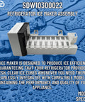 Ice Maker Assembly Replacement For Specific Refrigerator Models W10300022 And W10122556 with waterdrop background