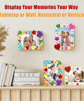 Display of 4 wooden frames from 24 Pack Picture Frame Craft Kit For 4x6 Photos Unfinished Wooden Frames With Diamond And Foam Stickers