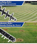 Powerful Dethatcher Scarifier For Lawns With 12 Amp Copper Motor 1500W Up To 3300 RPM, 13 Inch Raking Width, 8 Gal Thatch Bag, showing rollers in use