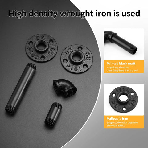 Components of Half Inch Pipe Shelf Bracket Set Of 4 For Wall Mounted Floating Shelves Industrial Rustic Decor Heavy Duty Metal Brackets