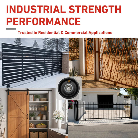 Heavy-Duty 3 Inch Cast Iron V Groove Sliding Gate Wheel Featuring Roller Bearing Steel Mounting Bolt Box Fits 3 And 4 Inch Tracks.