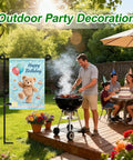 Heavy Duty Garden Flag Stand With Collapsible Steel Holder Pole Weatherproof Coating And Locking Spring Clips For Top Tier Outdoor Decor Without The Flag Hassle Free Setup Yard Ready Gear with birthday flag and grilling setup.