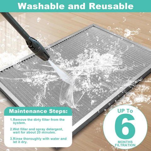 Cleaning the 12x20x1 Reusable Electrostatic Air Filter, MERV 8 Washable HVAC AC Furnace Filter with water spray.