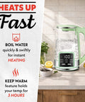 Electric Glass Kettle With 1.7L Capacity, Programmable Tea And Coffee Brewer, 6 Easy To Use Presets, Digital Touch Display 