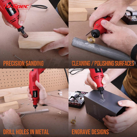 Rock Solid 130W Corded Rotary Multi Tool Kit For Cutting Drilling Engraving And Polishing With Dremel Compatible Bits at work.