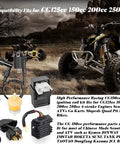 Beefed Up High Performance Ignition Coil Kit With 6 Pin AC CDI Box Regulator Rectifier Solenoid Relay D8TC Spark Plug And Fuel Filter For CG150cc 200cc 250cc Chinese ATVs Quad Go Karts displayed with an ATV in background