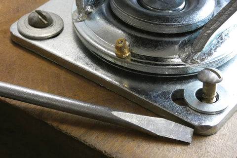 Close-up of 8 Inch Pneumatic Caster Wheel With Swivel Plate And Ball Bearing Steel Hub Five Eighths Inch Bore 220 Pound Load Capacity