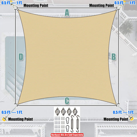 Backyard Go To 16 By 20 Beige Rectangle Sun Shade Sail Canopy Awning With UPF50 Plus Protection Blocks 95 Percent Of UV