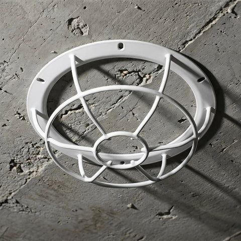 Tough As Nails Smoke Sensor Protective Cage With Heavy Duty Vandal Resistant Fire Alarm Sprinkler Cover displayed against concrete wall.