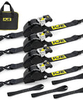 Retractable Ratchet Straps 4 Pack 2 Inch By 10 Foot Heavy Duty Tie Downs With Soft Loops 3300 Lb Break Strength S Hook Clips