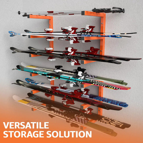 Beefy Heavy Duty Wood Organizer And Lumber Storage Wall Mount Rack With Six Levels Holds Up To 1200 Lbs Indoors Or Outdoors In Bright Orange