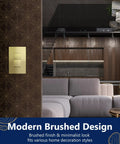 Frameless Brushed Gold Paddle Wall Light Switch Single Pole 3 Wire 15A 120 277VAC UL Listed installed in living room