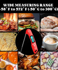 Instant Read Digital Meat Thermometer with Backlit Auto Rotating Display and 4.6 Inch Probe for Grilling, Baking and BBQ