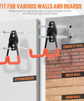 Kickass Heavy Duty Garage Storage Hooks 20 Piece Wall Organization Kit for various wall types with installation examples.