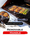 Shallow Grill Basket Set For Outdoor Grilling Stainless Steel Folding Portable BBQ Rack with skewers on grill