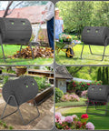 High Capacity Rolling Compost Tumbler 142L Thirty Seven And A Half Gallon Single Chamber Durable Weatherproof Polypropylene in garden
