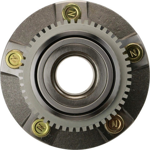 Heavy Duty Front Wheel Bearing And Hub Assembly For Ford Mustang 1994 To 2004 tight direct swap kit front view showing seal and bolts.