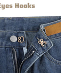 Heavy Duty Hook And Eye Sewing Kit, Assorted Zinc Alloy Closures, eye closure on denim waistband for secure fastening.