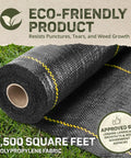 Eco-friendly roll of Pro-5 Heavy-Duty Weed Barrier Fabric 5 Oz Ground Cover Mat 6 By 250 Feet on grass